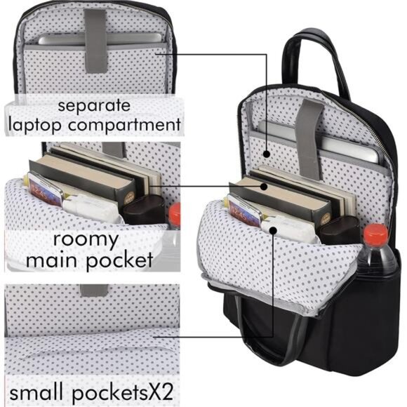 Women\'s Laptop Backpack PU Leather Laptop Backpack Bag,  Fit up to 15.6 Laptop main image 6
